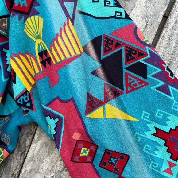 Brush popper Vintage Aztec Southwestern Tribal Western Men’s Women’s Button Up - Picture 3 of 13